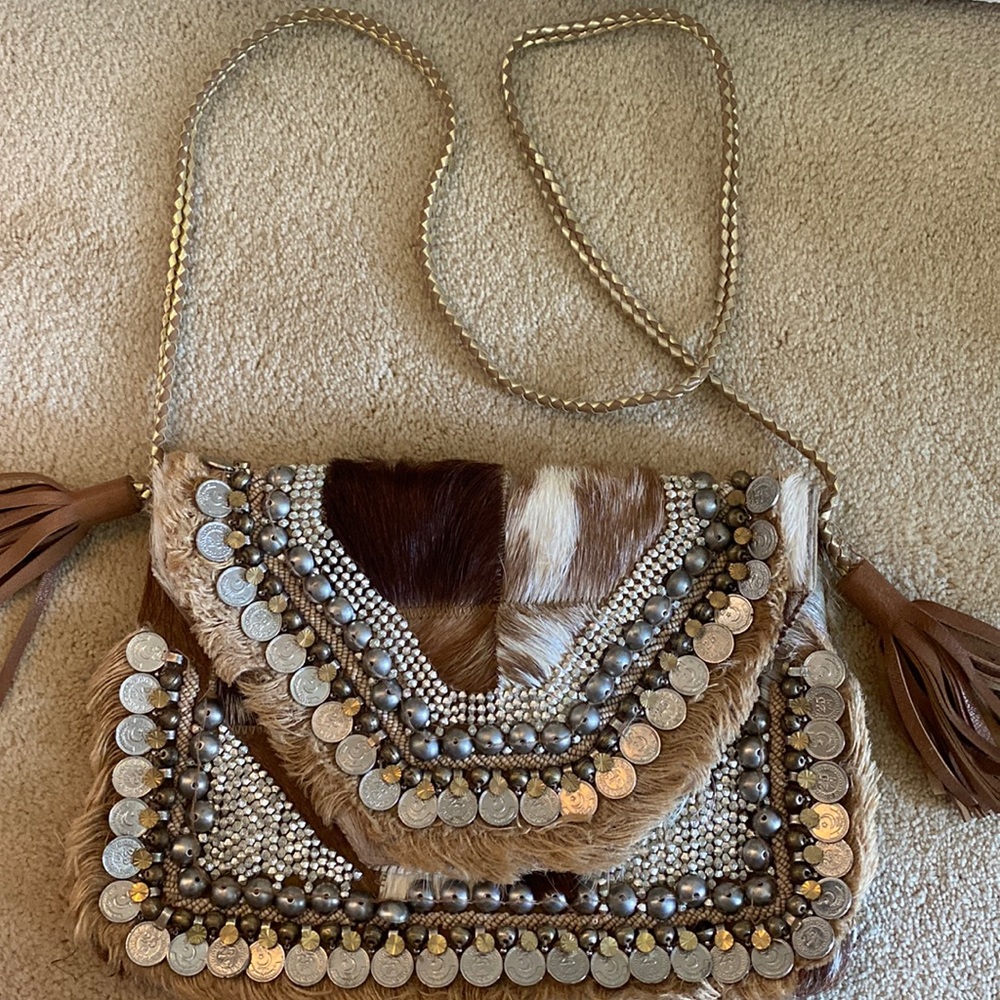Anthopologie Cabra Clutch by ibBan - Real Leather & Calf Hair